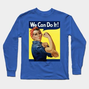 Comic Book Style Restored Rosie The Riveter WWII Print Long Sleeve T-Shirt